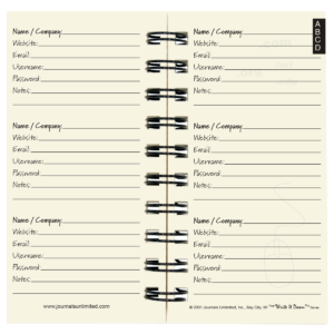 Online Accounts, My Password Journal