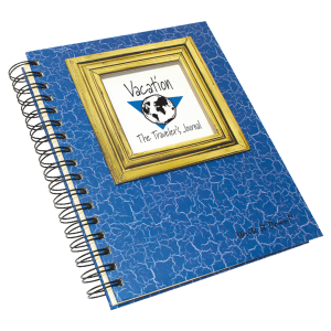 Vacation Journal Blue with Brown Frame Slanted